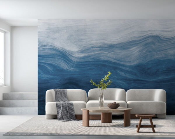 Quadro astratto di onde bianche e blu Carta da parati Quadro astratto di onde bianche e blu