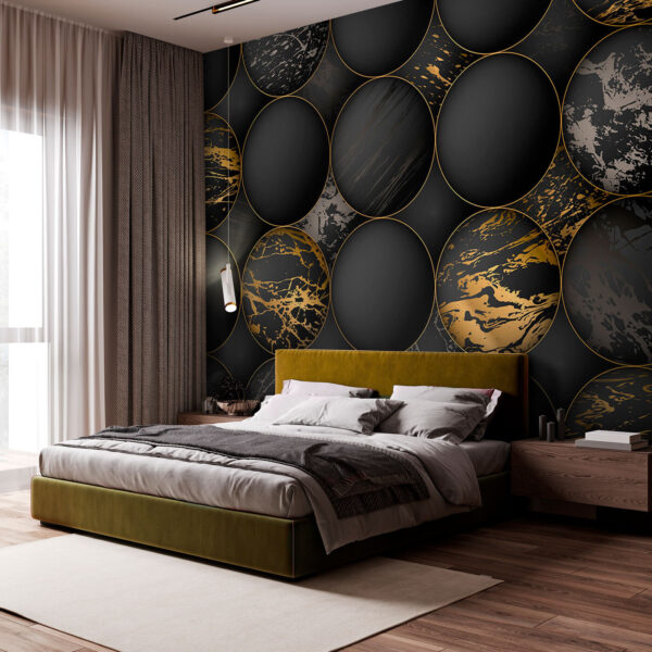 Sfere nere con sfumature metalliche Carta da parati Sfere nere con sfumature metalliche
