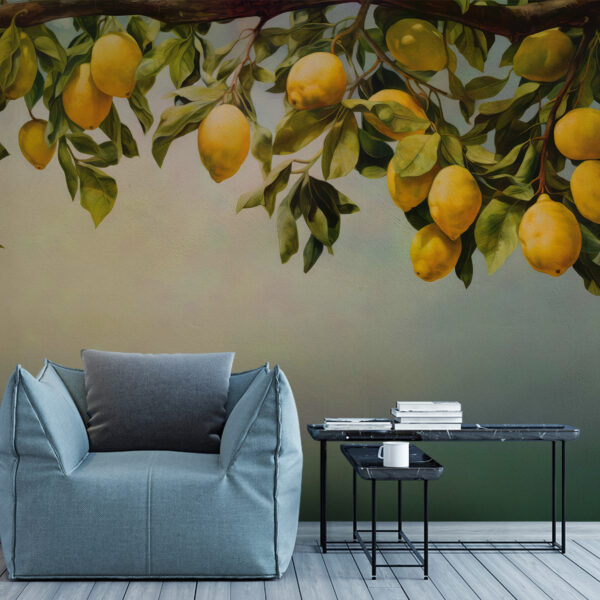 Limoni appesi al ramo superiore Carta da parati Limoni appesi al ramo superiore