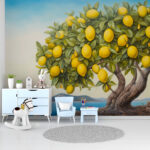 Carta da parati Limoni vivaci su un albero costiero.