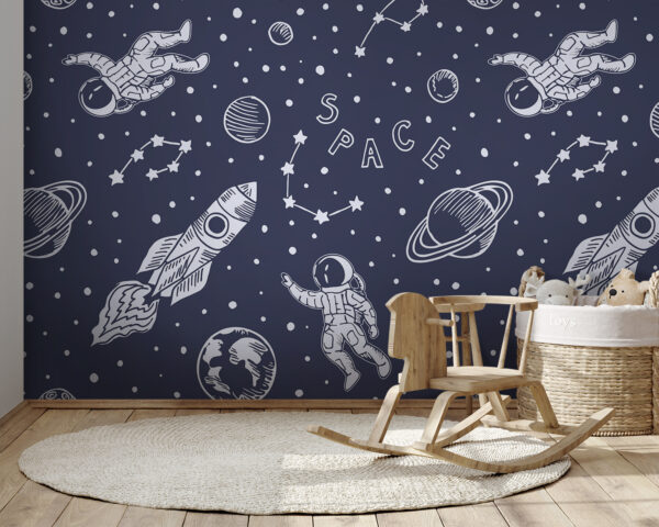 Cartone animato di un astronauta Carta da parati Cartone animato di un astronauta