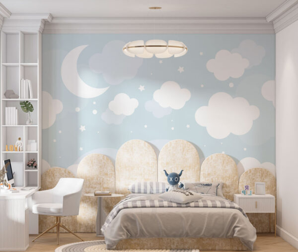 Carta da parati murale Luna e nuvole nel cielo