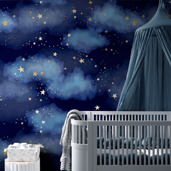 Cielo blu con nuvole e stelle Carta da parati Cielo blu con nuvole e stelle
