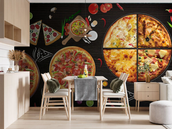 Deliziosa varietà di pizza al taglio Carta da parati Deliziosa varietà di pizza al taglio