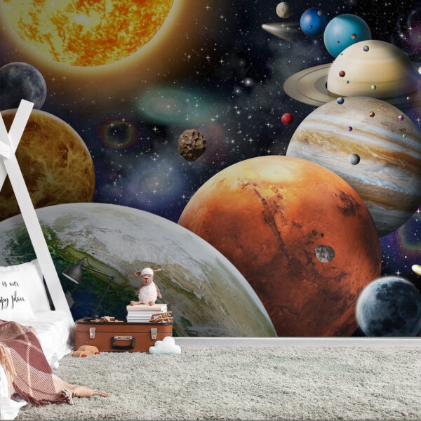 Pianeti e stelle nello spazio Carta da parati Pianeti e stelle nello spazio