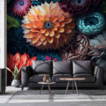 Carta da parati Fiori colorati che sbocciano con eleganza.