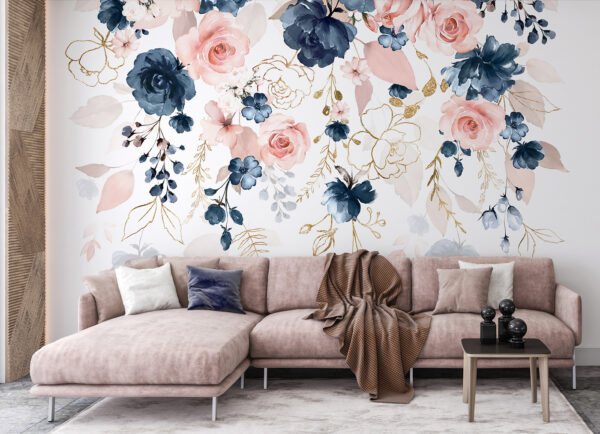 Eleganza floreale con colori pastello tenui Carta da parati Eleganza floreale con colori pastello tenui