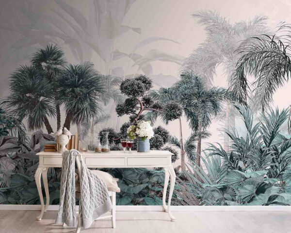 Paradiso tropicale con vegetazione lussureggiante Carta da parati Paradiso tropicale con vegetazione lussureggiante