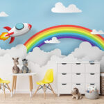 Carta da parati Arcobaleno e nuvole nel cielo