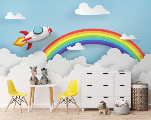 Arcobaleno e nuvole nel cielo Carta da parati Arcobaleno e nuvole nel cielo