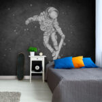 Carta da parati Astronauta in skateboard nello spazio