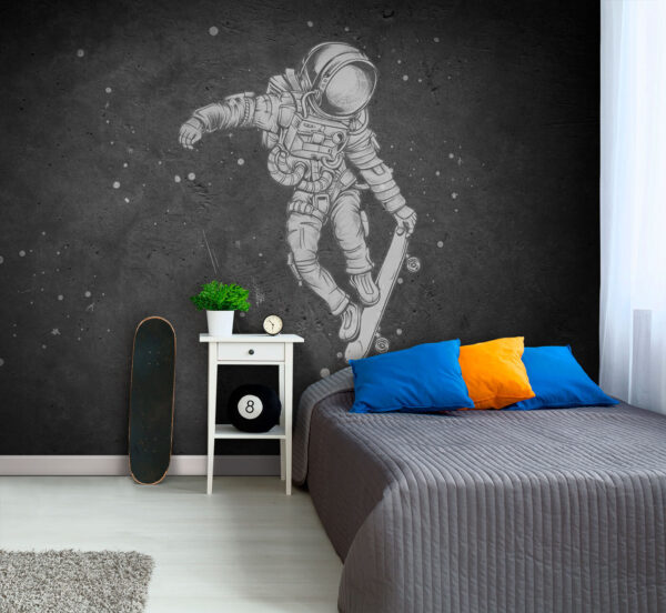 Astronauta in skateboard nello spazio Carta da parati Astronauta in skateboard nello spazio