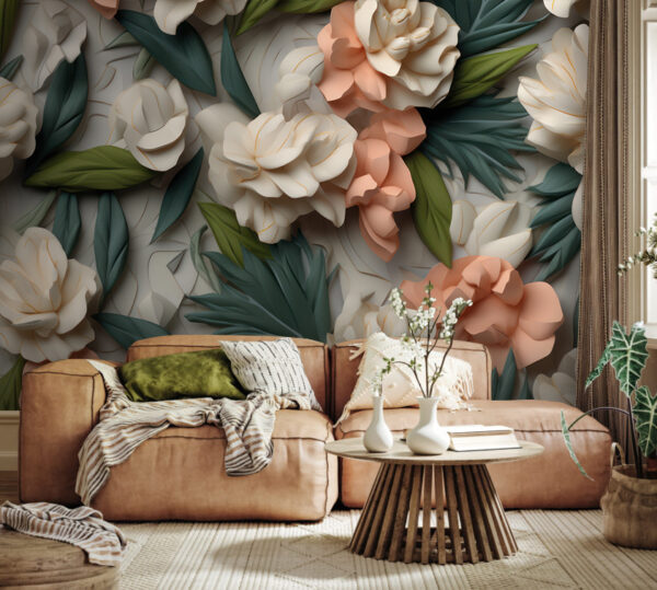 Design floreale con dettagli intricati Carta da parati Design floreale con dettagli intricati