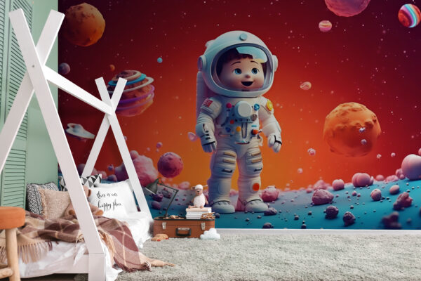 Personaggio dei cartoni animati in tuta spaziale Carta da parati Personaggio dei cartoni animati in tuta spaziale