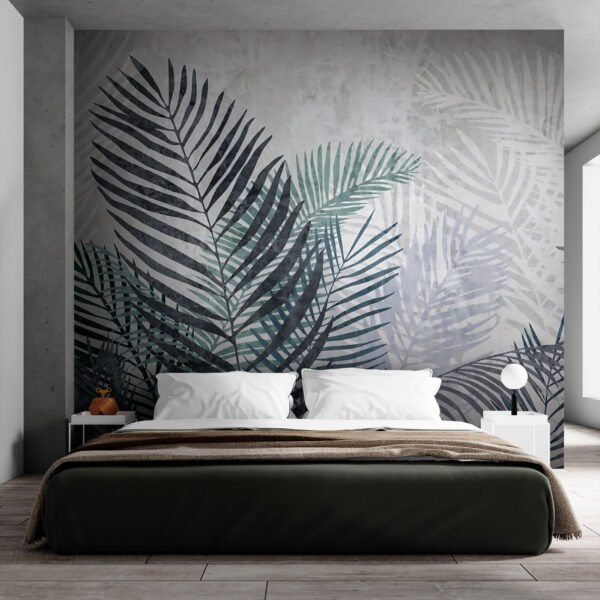 Le foglie tropicali creano un motivo artistico Carta da parati Le foglie tropicali creano un motivo artistico