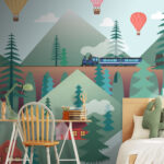 Carta da parati Mongolfiera rosa