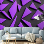 Carta da parati Triangoli viola su una superficie nera