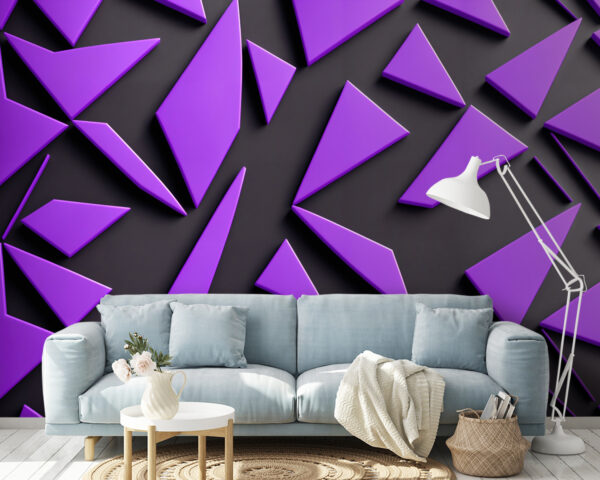 Triangoli viola su una superficie nera Carta da parati Triangoli viola su una superficie nera