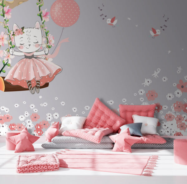 Carta da parati Uccello bianco con ali rosa