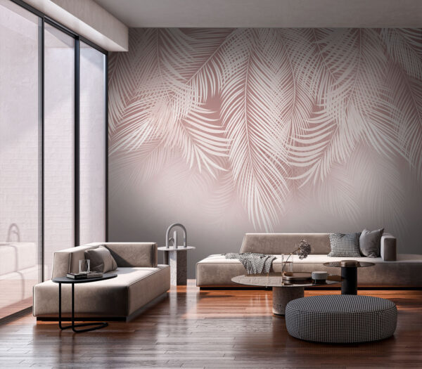 Carta da parati Morbide foglie di palma su sfondo pastello