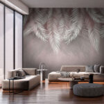 Carta da parati Gruppo di foglie bianche