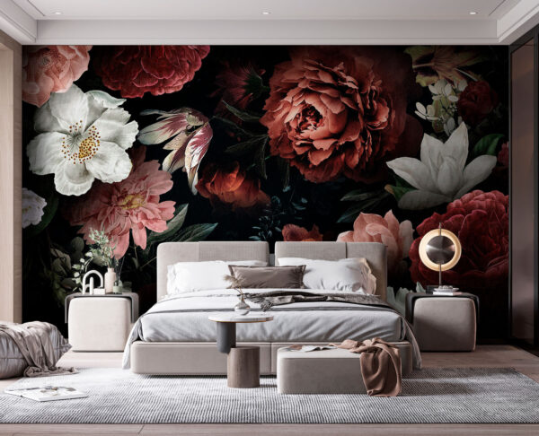 Eleganza floreale scura con bellezza fiorita Carta da parati Eleganza floreale scura con bellezza fiorita