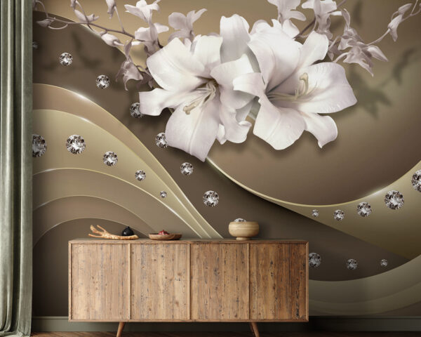 Fiori eleganti con accenti sottili Carta da parati Fiori eleganti con accenti sottili