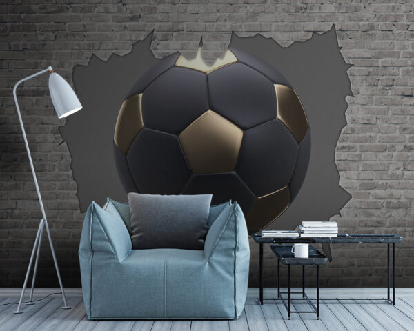 Il pallone da calcio sfonda un muro di mattoni Carta da parati Il pallone da calcio sfonda un muro di mattoni