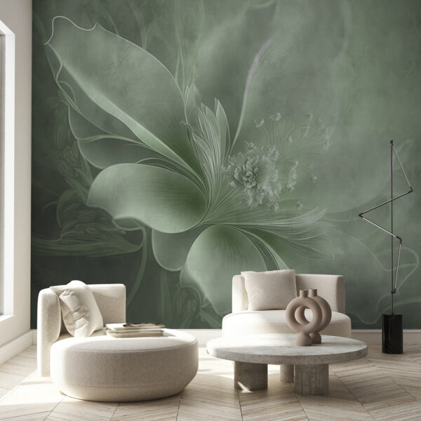 Eleganti sfumature di petali verde tenue Carta da parati Eleganti sfumature di petali verde tenue