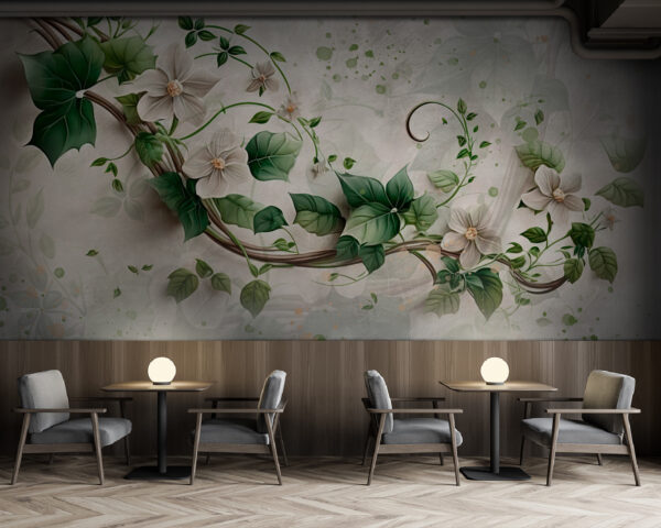 Pittura di fiori e foglie Carta da parati Pittura di fiori e foglie