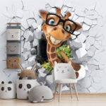 Carta da parati Giraffa con occhiali