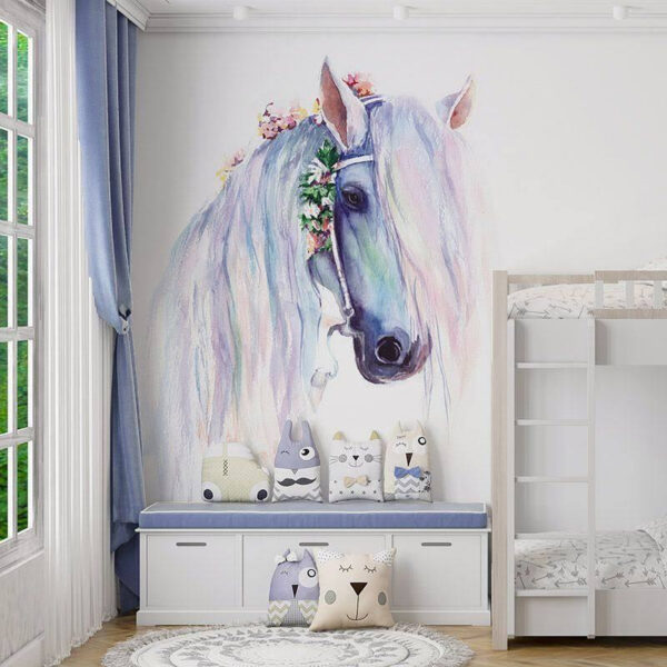 Maestoso cavallo ornato di fiori Carta da parati Maestoso cavallo ornato di fiori