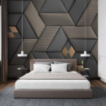 Carta da parati Strisce metalliche su texture geometriche.