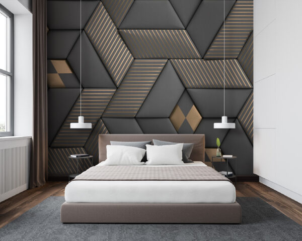 Strisce metalliche su texture geometriche Carta da parati Strisce metalliche su texture geometriche