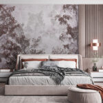 Carta da parati Gruppo di alberi con foglie rosse