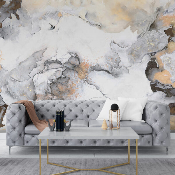 Girelle marmorizzate di grigio e beige Carta da parati Girelle marmorizzate di grigio e beige