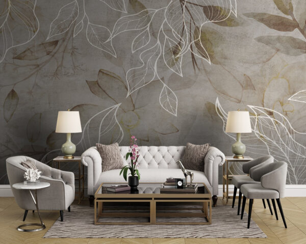 Elegante design floreale dalle linee delicate Carta da parati Elegante design floreale dalle linee delicate