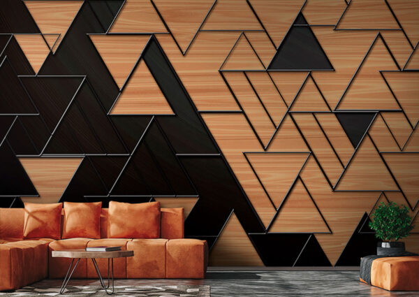 Triangoli geometrici con texture in legno Carta da parati Triangoli geometrici con texture in legno