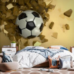 Carta da parati Pallone da calcio bianco e nero