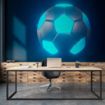 Carta da parati Pallone da calcio luminoso al buio.