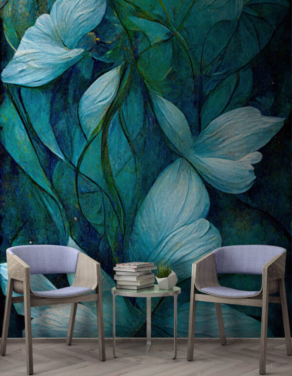 Pittura di fiori e foglie Carta da parati Pittura di fiori e foglie
