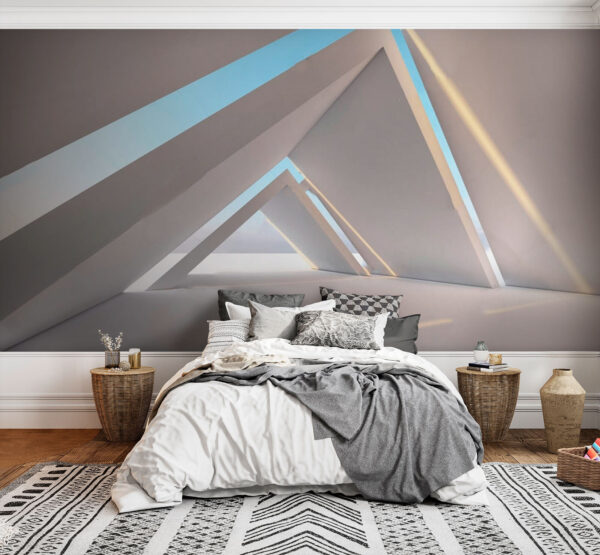 Architettura geometrica astratta con luce solare Carta da parati Architettura geometrica astratta con luce solare