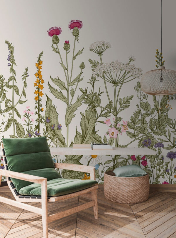 Fiori selvatici in una vivace fioritura primaverile Carta da parati Fiori selvatici in una vivace fioritura primaverile