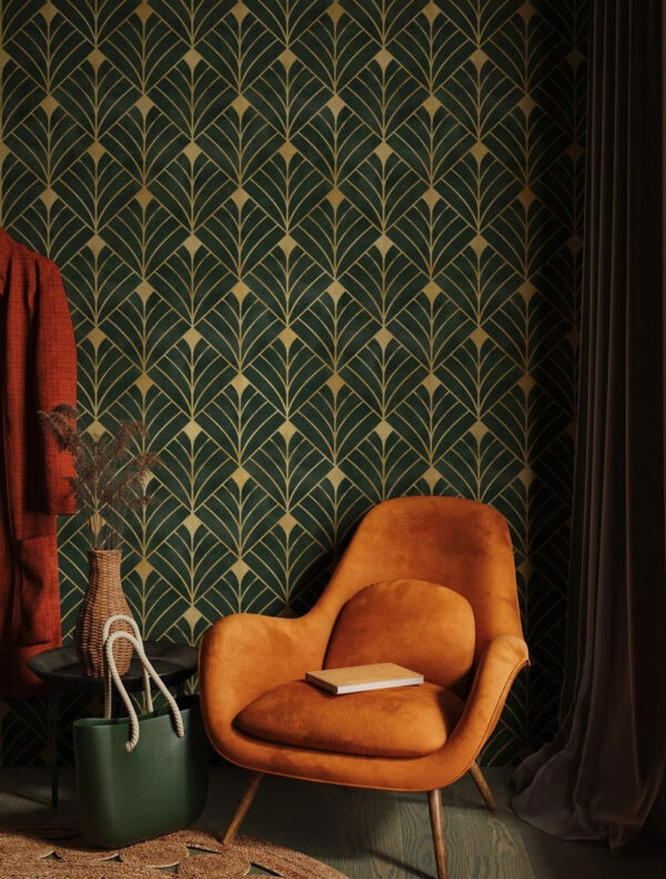 Elegante motivo geometrico a foglie Carta da parati Elegante motivo geometrico a foglie