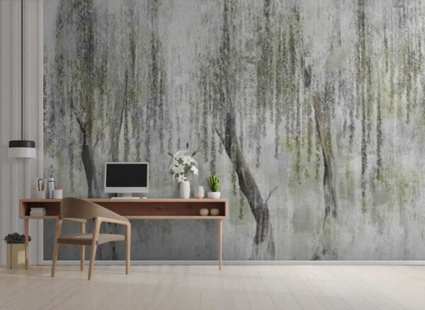 Pittura di alberi con foglie Carta da parati Pittura di alberi con foglie
