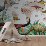 Carta da parati Cartone animato di un dinosauro