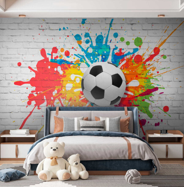 Pallone da calcio in bianco e nero su sfondo colorato Carta da parati Pallone da calcio in bianco e nero su sfondo colorato