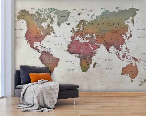 Mappa dell'Australia con testo nero Carta da parati Mappa dell'Australia con testo nero