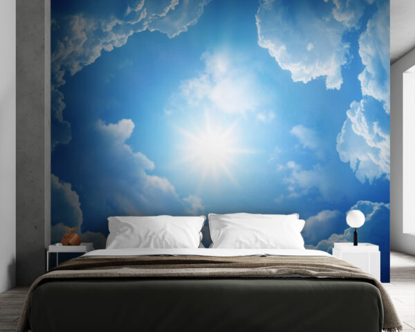 Cielo blu con nuvole e sole Carta da parati Cielo blu con nuvole e sole