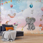 Carta da parati Murale di animali e palloncini